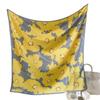 Autumn and winter versatile shawl floral print yellow simple large square scarf 91CM simulated silk twill silk women's silk scarf