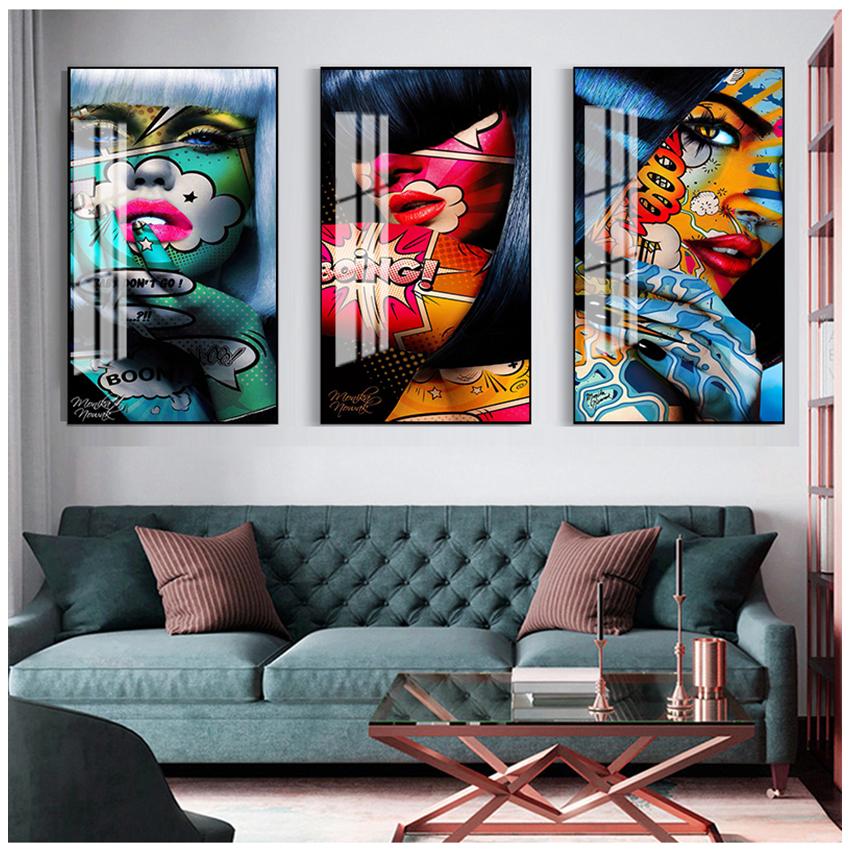 Граффити женский портрет картина маслом плакат и принты Настенный декор для гостиной холст картина настенная живопись домашние постеры