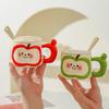 Creative Cute Apple Water Cup High Value Ceramic Mug with Lid Spoon Practical Souvenir Gift Box