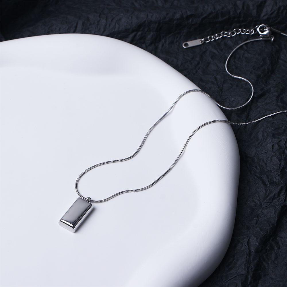 Women Silver Color Bricks Men Necklace Clavicle Chain Geometric Necklace Korean Style Necklace