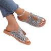 Ветер большой размер леопардовый принт 2025 лето новый круглый носок бахрома модные женские шлепанцы на толстой подошве