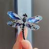Vintage Corsage Pin Large Dragonfly Brooch Scarf Clasp Crystal Encrusted Animal Brooch