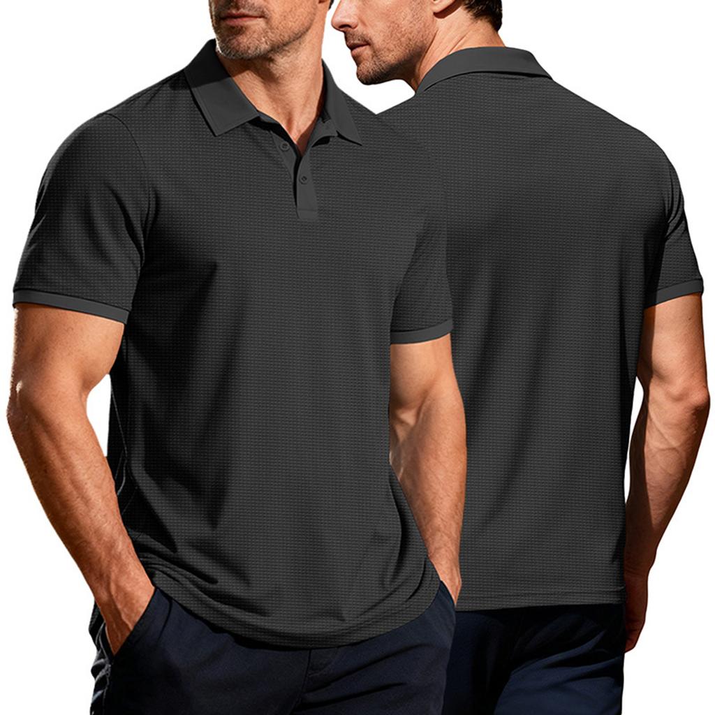 Men's Golf Shirt Casual Sports V Neck Ribbed Collar Short Sleeve Fashion Casual Color Plain Spring & Summer Regular Fit