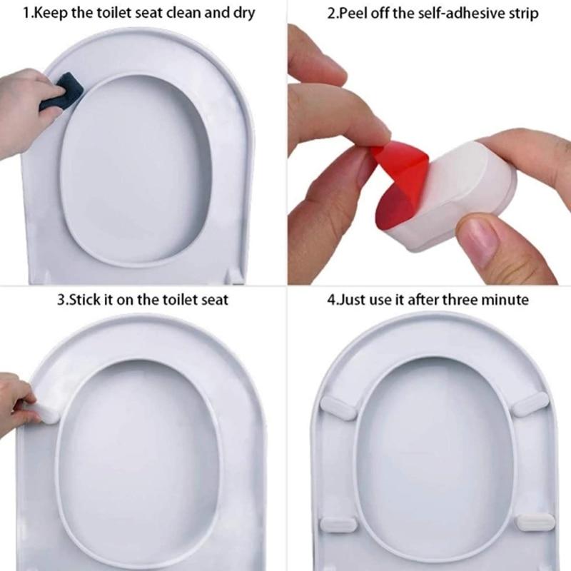 4Pcs Antislip Toilet Cover Gasket Bumper Self-adhesive Seat Cushioning Pads Provides a Great Buffering