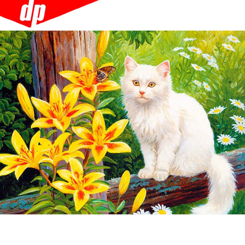 5D DIY Алмазная картина Животное Кошка Вышивка Продажа Полный круглый Алмазная мозаика Вышивка крестом