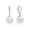 E464 12mm White Pearl Austrian Leverback Earrings