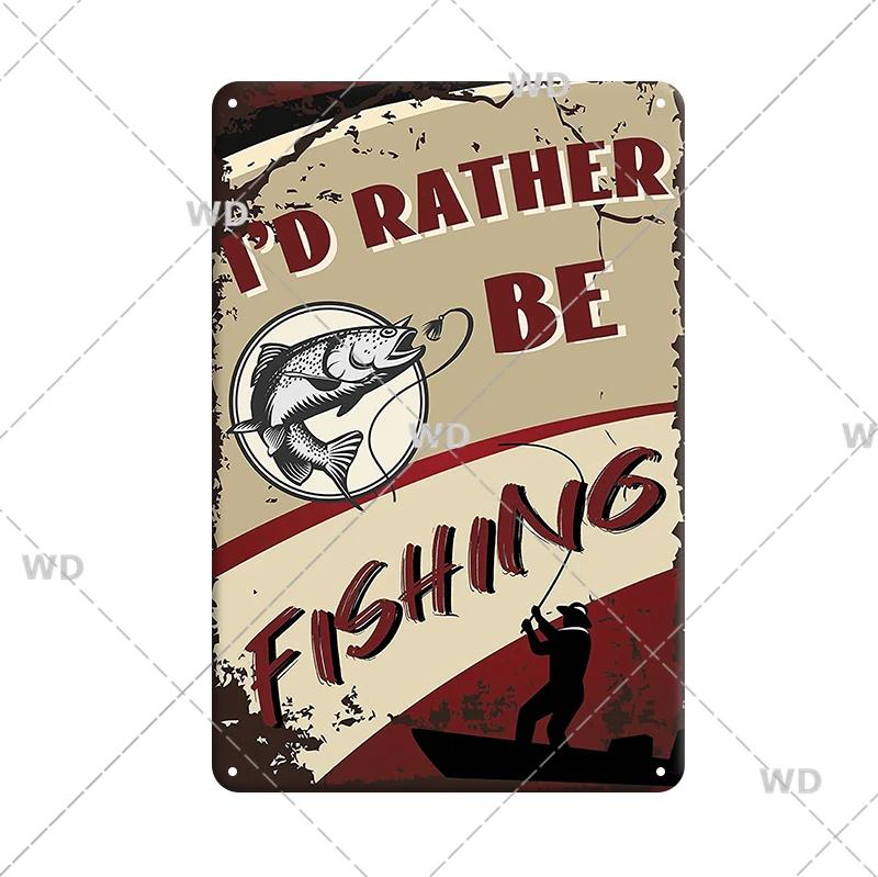 Funny Fishing Metal Tin Sign Retro Vintage Plaque Metal Poster Go Fishing Lover Gift Plate For Men Cave Fishing Home Wall Decor