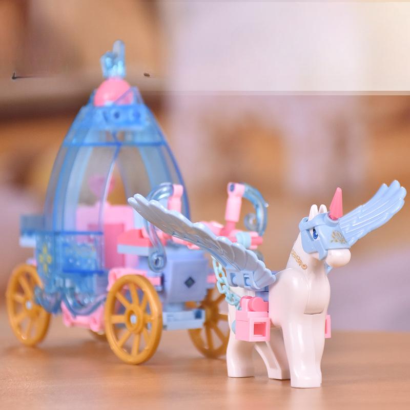 191 шт., Зимняя страна чудес, принцесса, снежная карета, строительные блоки для девочек, игрушка в подарок, без коробки