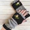 Gloves Autumn and Winter Warm and Fashionable Women's Knitted Gloves Fashionable Warm Stitching Embroidered Gloves for Women