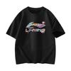 Li-Ning Свободная футболка с круглым вырезом, дышащая, студенческий стиль, универсальная, с принтом букв, для велоспорта, бега, повседневных занятий спортом, с коротким рукавом, унисекс, топы ATBS770-2