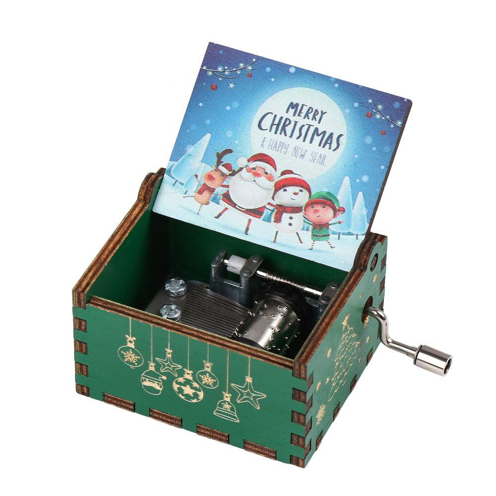Gifts Wooden New Year Musical Boxes Music Box Merry Christmas Hand Crank