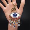 Turkish Lucky Blue Eye Keychain for Women Men Gold Color Metal Hamsa Hand Pendant Charms Bag Car Key Chain Ring Jewelry K9027S01
