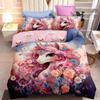 Pink Floral Unicorn Print All Season Bedding Set Soft Comfortable And Breathable Duvet Cover For Bedroom Guest Room And Dorm