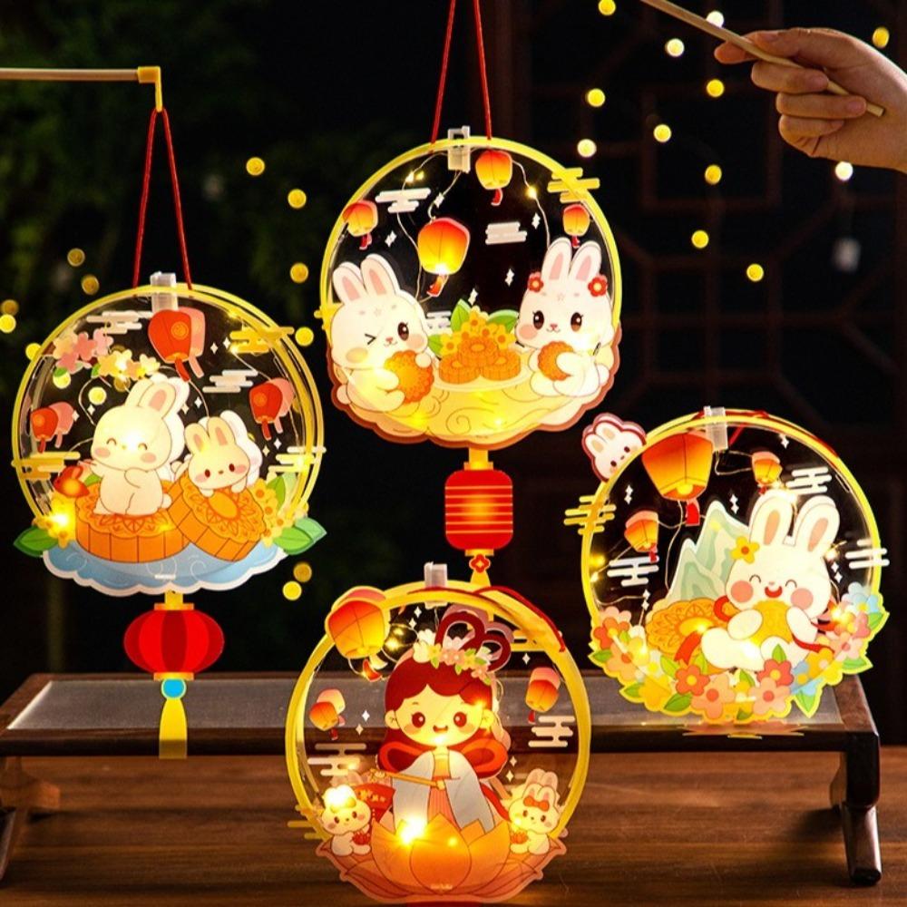 Ручной светящийся фонарь в виде кролика, фонарь ручной работы, материалы для DIY, подарки на Праздник середины осени