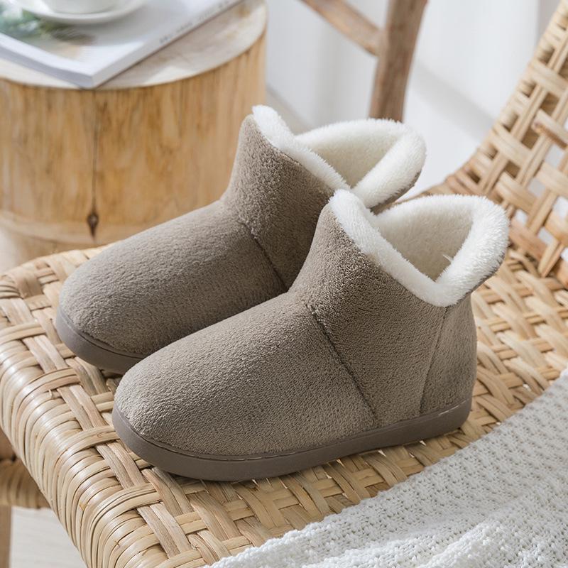 Men and Women Winter Slippers Warm Plush Slip-on Couples Home Floor Shoes Anti-slip Comfortable Flats Female Warm Faux Fur Slippers