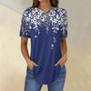 Short Sleeve Womens Tops Summer T-Shirts Floral Print V Neck Casual Basic Tee Button Shirts Tunic Tops