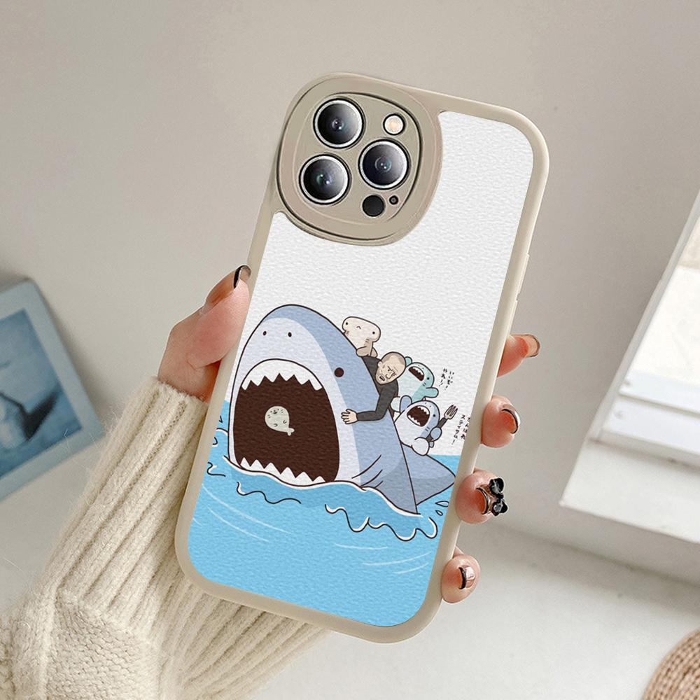 Новый чехол для телефона «Ухмыляющаяся акула» для Iphone 14 13 11 12 Pro MAX 13 12 MiNi 7 8 14 plus X XS XR Чехлы из кожи ягненка с изображением акулы