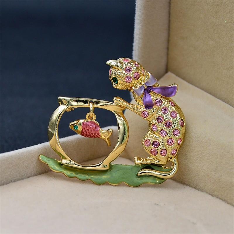 Милая брошь-булавка в виде кошки, сплав, животный декор, модный аксессуар