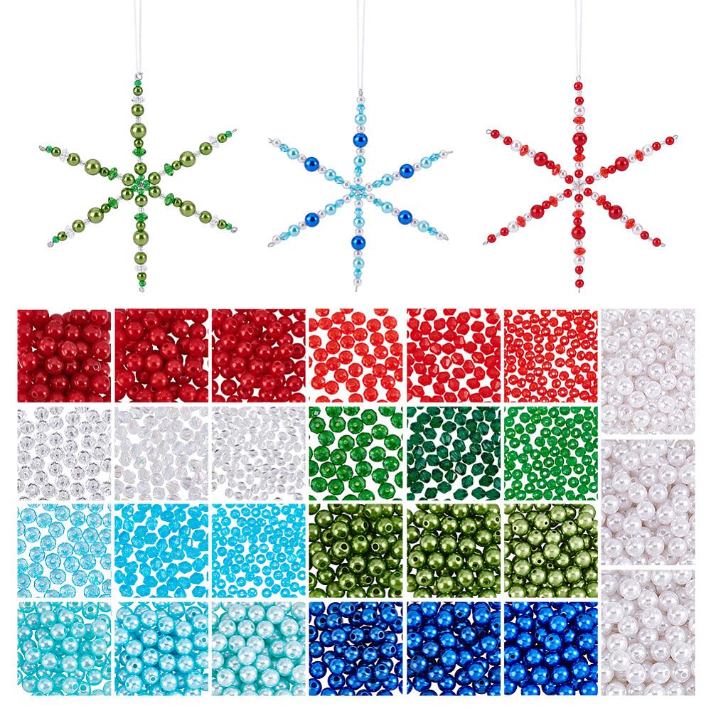 1set DIY Christmas Jewelry Making Finding Kits including ABS Plastic Imitation Pearl Beads Acrylic Beads PVC Plastic Coated Iron Wire Twist Ties