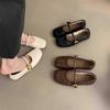 Women's Shallow Single Shoes Women's 2025 New Spring and Autumn New French Beanie Shoes with Skirts Flat Mary Jane Shoes