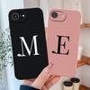 Чехол для iPhone 17E Простой Чехол с Сердечками и Буквами из Жидкого Силикона для iPhone SE 2026 Мягкие Гладкие Высококачественные Задние Крышки