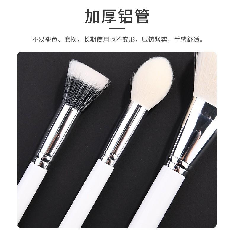 15pcs White Makeup Brush Set Animal Hair Eye Shadow Blush Powder Brushes With Pouch
