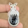 Natural Black Rutile Gemstone Pendant 925 Sterling Silver Jewelry For Women
