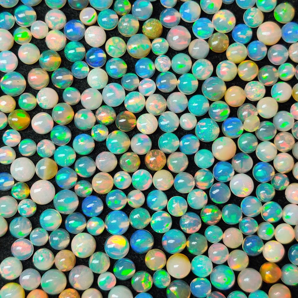 Multi Color Natural Ethiopian Round Shape Ethiopian Opal Cabochon Gemstone Bulk Lot, Loose Gemstone Lot.