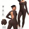 Seamless Sports Yoga Clothes One-piece Long-sleeved Peach Hip Trousers Running Fitness Exercise Pilates Quick-drying Clothes