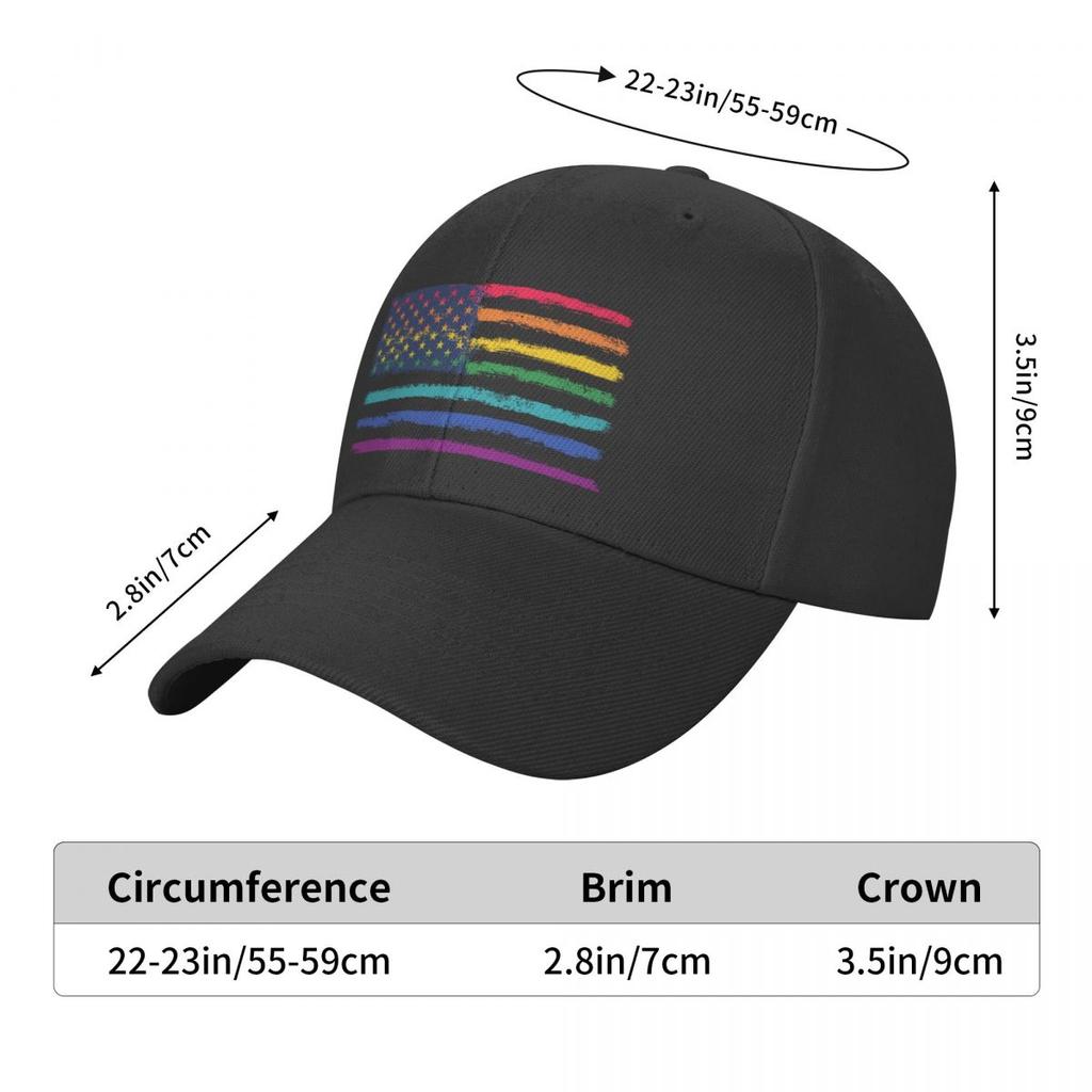 LGBT Gay Pride Rainbow American Flag Baseball Cap Sun Protection Unisex Women's Adjustable Dad Hat Spring Snapback Caps