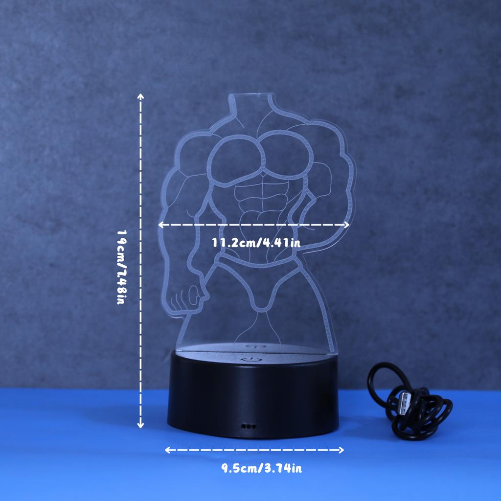 Сенсорный семицветный градиентный мускулистый мужской 3D ночник, настольный, свет для создания атмосферы в спальне, свет для украшения комнаты