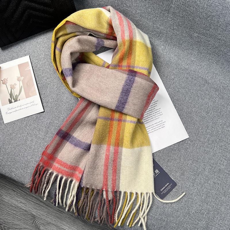 High Quality 100% Wool Scarf Winter Autumn Women Men Pure Wool Scaves Women's New British Style Warm Muffler Female Cold Day