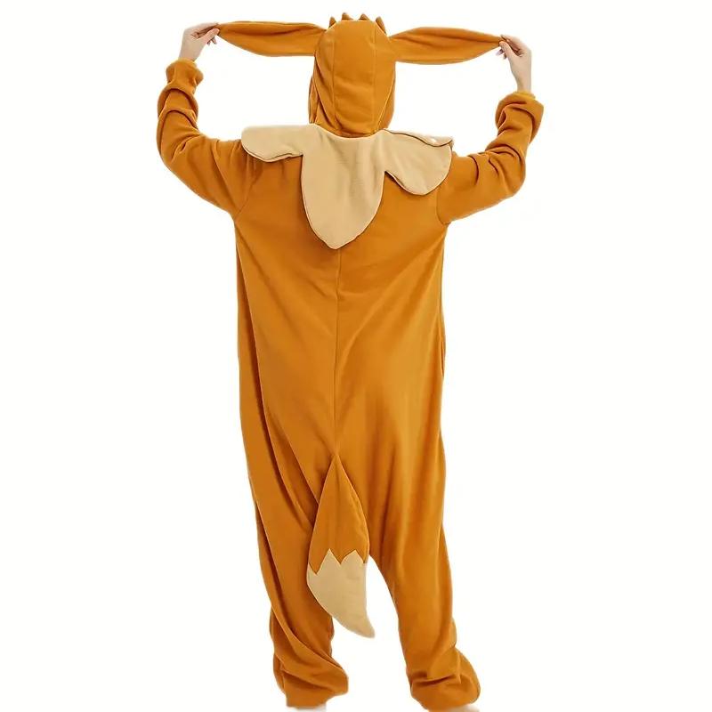 Eevee Kigurumi Animal Cosplay Costume for Halloween Christmas, Pokemon Cartoon Outfits Full Body Pijamas Sleepwear Cartoon Jumpsuit