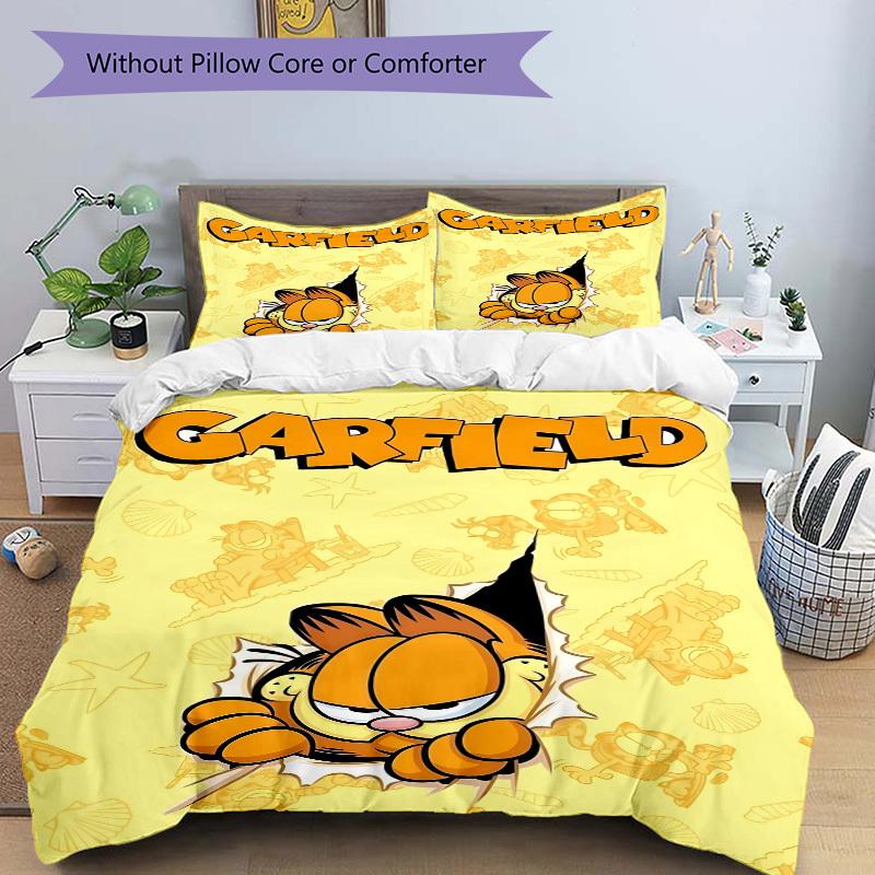 3pcs Garfield, Cat Cover Set, 1 Cover + 2 Pillowcases (No Insert), Bedding for All Seasons, Bedding,Bedroom Decor yy250922022