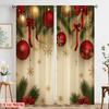 2 шт., 2D плоская печать Принт Шторы Рождественские шары Ветки ели Снежинки (3) Тканый полиэстер (без удилища) Подарки Ldeal