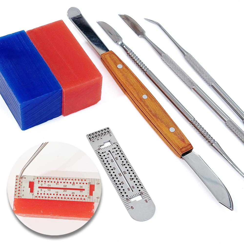 1 набор стоматологических инструментов для резьбы по воску, универсальный набор из нержавеющей стали, стоматологический лабораторный инструмент, нож для резьбы по восковому блоку, линейка для позиционирования резьбы по воску