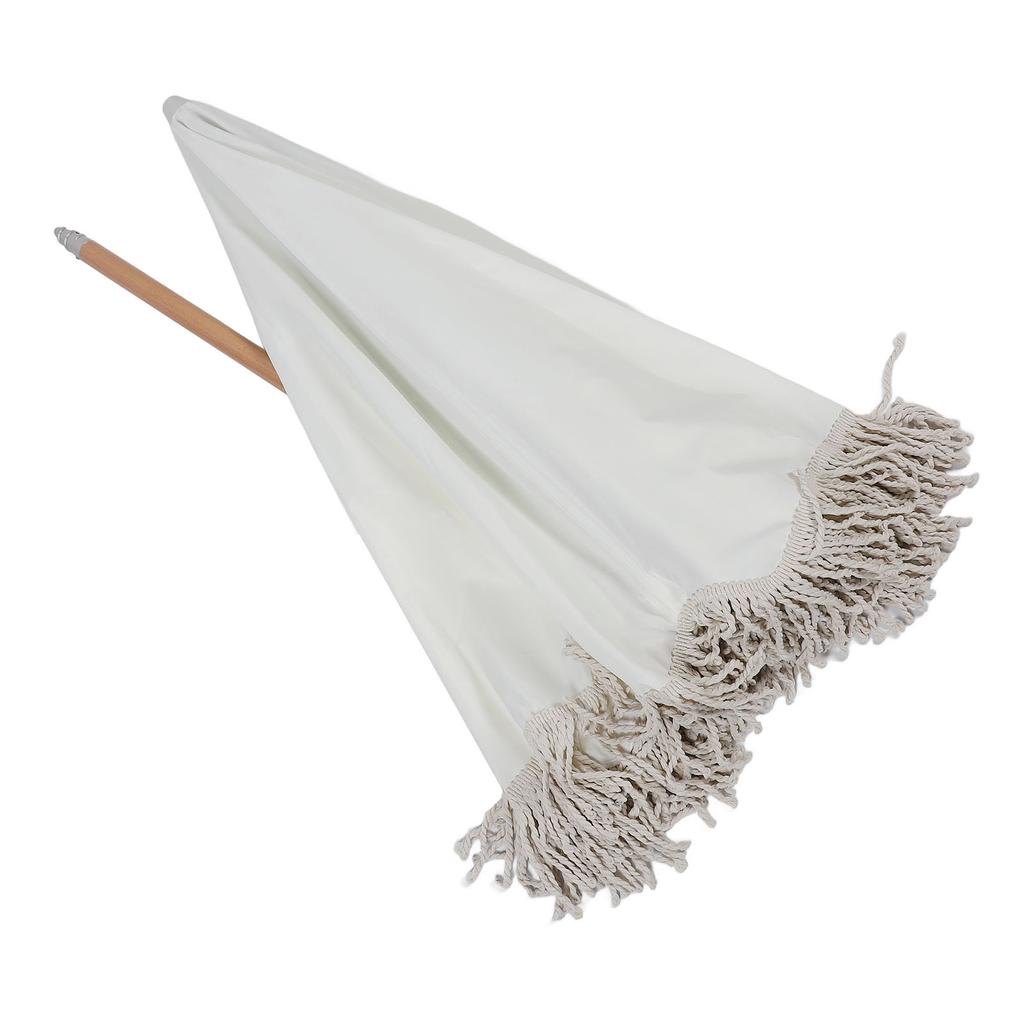 Patio Umbrella with Fringe 8 Fiberglass Ribs UV Proof Large Outdoor Table Market Umbrella for