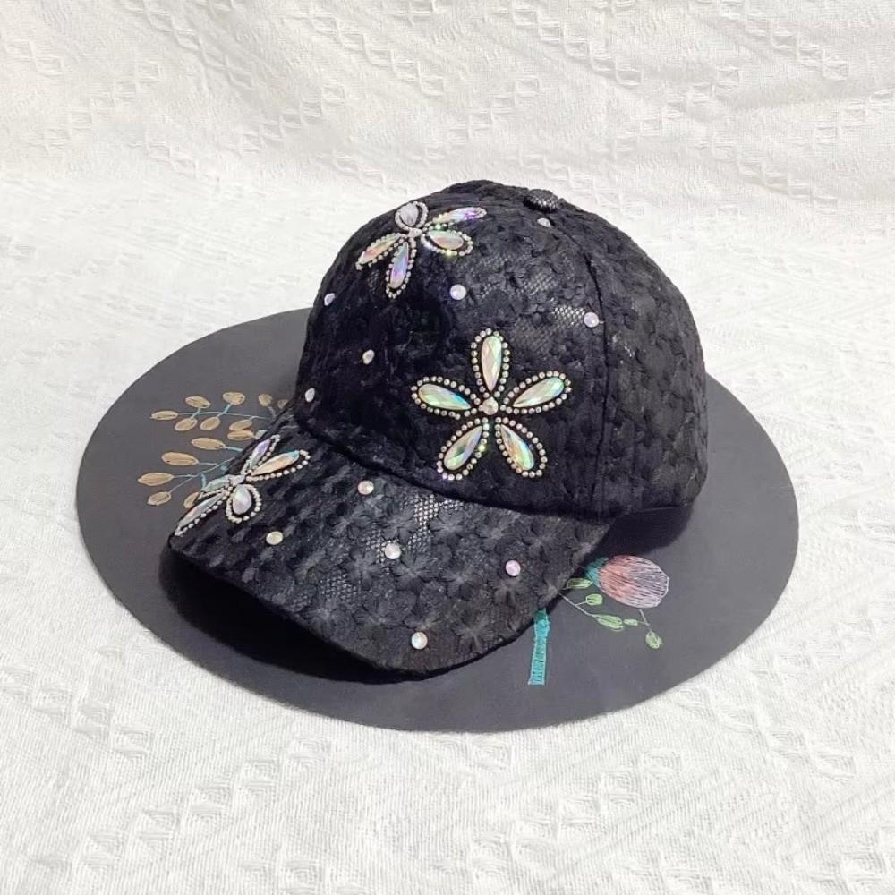 With Diamond Inlaid Women's Baseball Cap Adjustable Duckbill Hat Outdoor Sunshade Hat  Summer