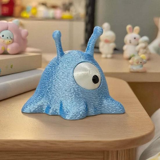 Baizihuahu 3D-печатное украшение «Одноглазый инопланетянин», цельнолитая фигурка с мерцающей синей жемчужной текстурой, Настольное украшение