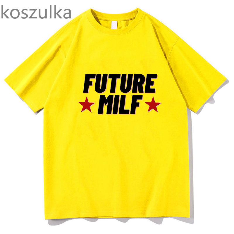 Унисекс 2023, модные повседневные женские укороченные футболки с принтом Future Milf Star, укороченный топ, летняя черная сексуальная футболка для девочек, уличная одежда Y2k
