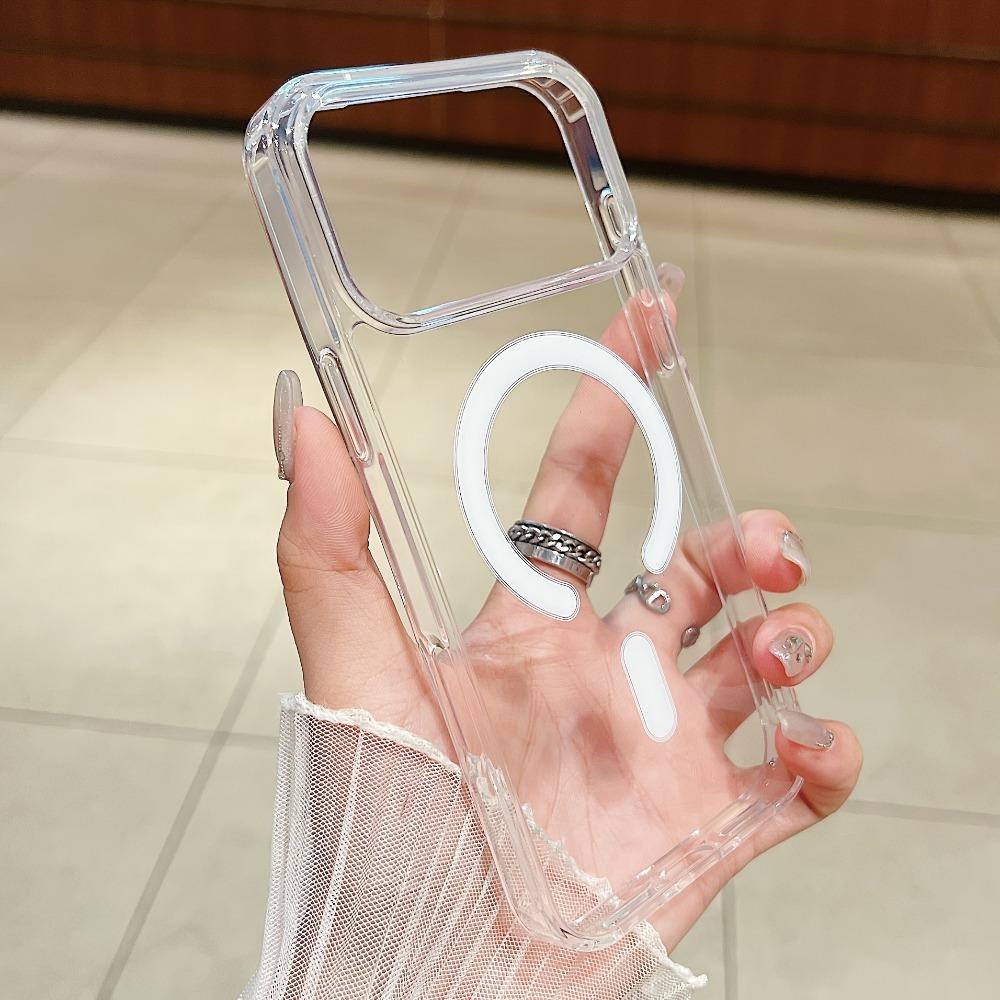 Luxury Transparent Phone Case For iPhone 17 16 Pro Max Clear Cases For iPhone 17 15 14 13 Pro Max Air For Magsafe Magnetic Cover