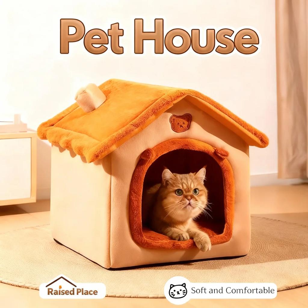 Всесезонная Съемная Моющаяся Клетка для Питомца Полузакрытый Уютный Домик для Питомца Теплая Кровать для Кошки