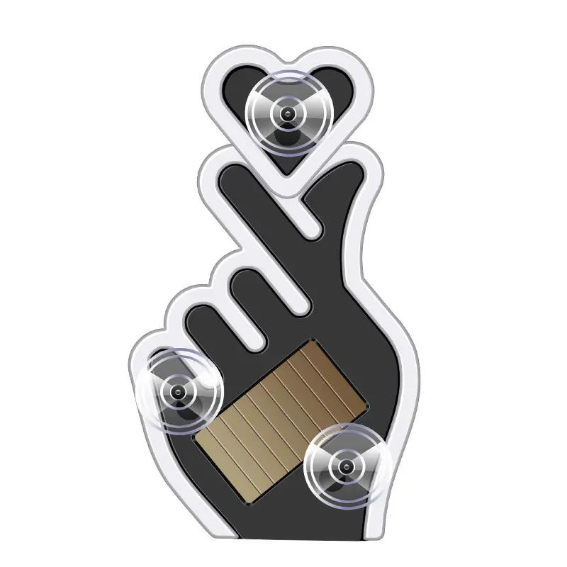 Creative Fun Heart Lamp Car Interior Windshield LED Decorate Lamp Hand Gesture Sign Light 5V USB & Solar Powered No-Wire Heart Neon LED Light