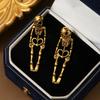 1 Pair Women Halloween Earrings Skeleton Shape Punk Exaggerated Polished Alloy Skull Jewelry Club Party Ear Jewelry