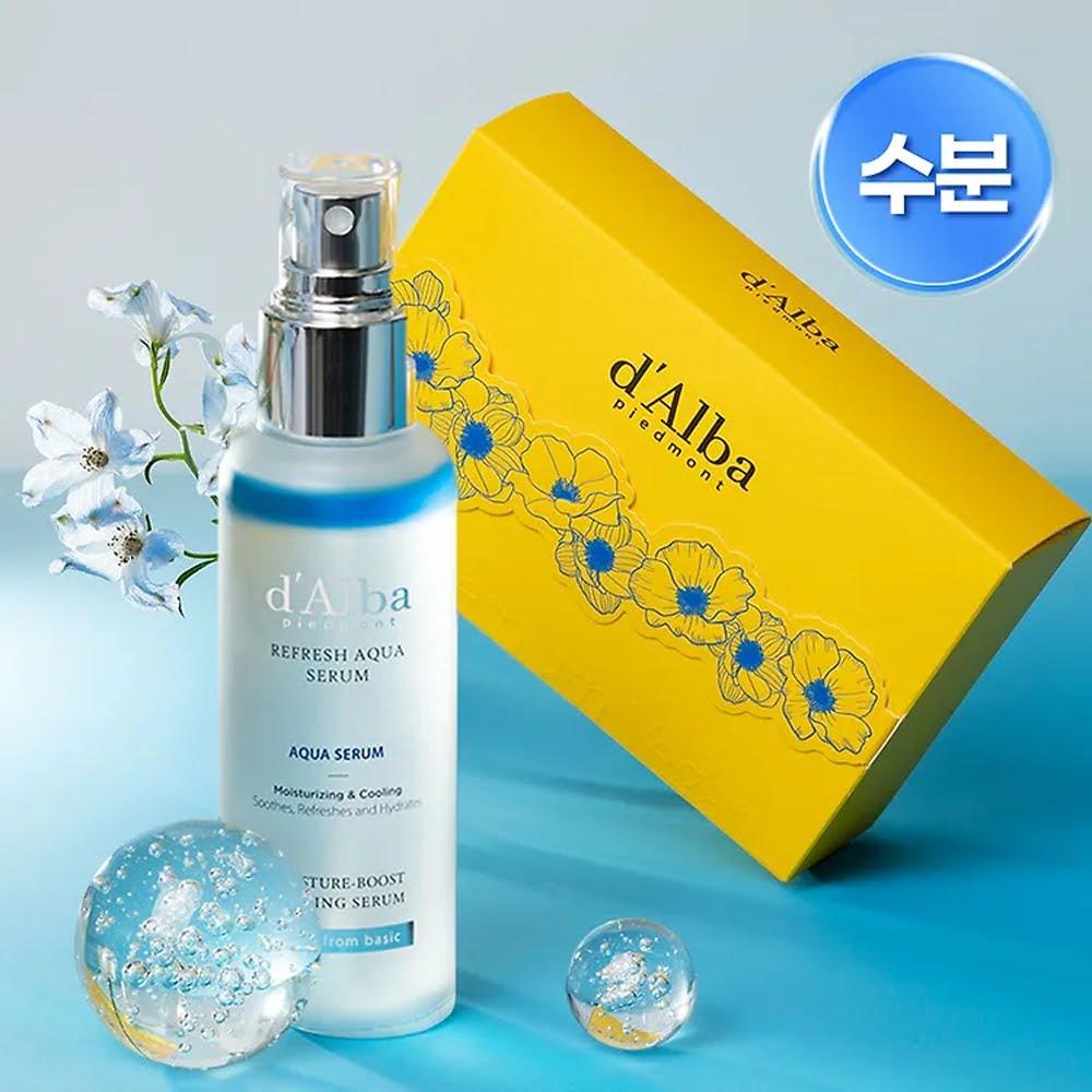 d'Alba Подарочный набор с аква-сывороткой First Refresh (100мл) - [K-BEAUTY] Охлаждающий синий мист и освежающее успокаивающее увлажнение