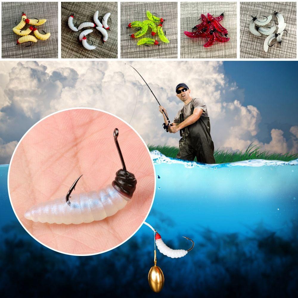 Toughness 4cm 10# hook Bionics Soft Lures Maggots Shape Tackle Road Asia Bait EarthWorm Bait