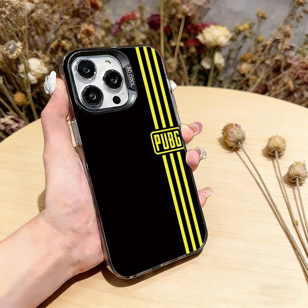 Чехол для телефона P-U-B-G для iPhone 17, 16, 15, 14, 13, 12, 11 Plus, Pro Max, XS, Цветной Серебристый Покрытие Внутренняя крышка