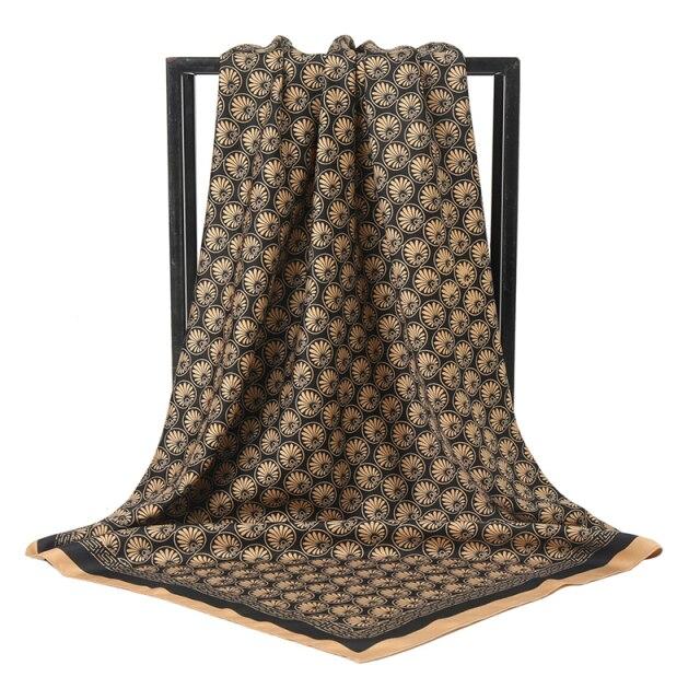 2021 Design Brand Women Square Silk Scarf Chain Print Head Scarfs Female Satin Hijab Scarves Shawl Wrap Lady Headband Foulard