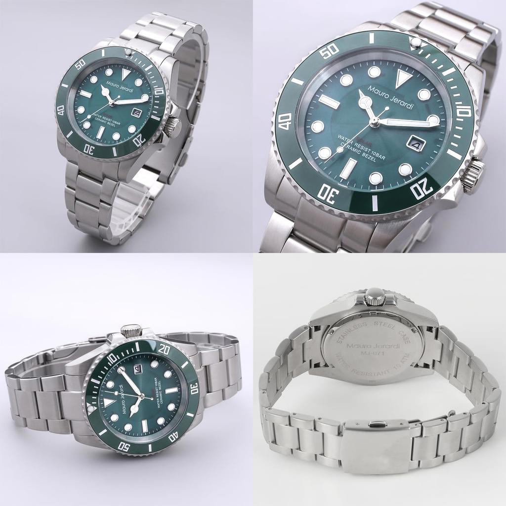 Солнечные часы MJ071 10 ATM Водонепроницаемость Нержавеющая сталь Керамический безель [Mauro Geraldi] Мужские (МЖ071-7)