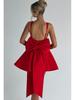 Sweet Spaghetti Strap Backless Dress with Large Bow - 2025 Spring Collection